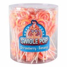 Swigle Pop Mini Banana Strawberry 12 g (Ø 4,5 cm) – 50 Stuks