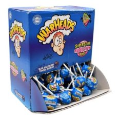 Warheads Blue Raspberry Bubblegum Pop – 100 Stuks