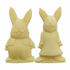 55520 26* De Schutter Mama & Papa Haasjes Witte Chocolade – 50 g – 40 Stuks – 12 cm
