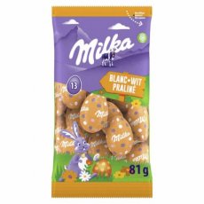 56358 26* Milka Eitjes Witte Chocolade Praliné – Alu – 81 g – 35 Stuks