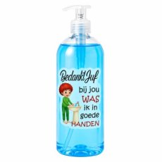 Blauwe Handzeep met Pomp “Bedankt Juf” 0,9 L 2 Blauwe Handzeep met Pomp “Bedankt Juf” 0,9 L